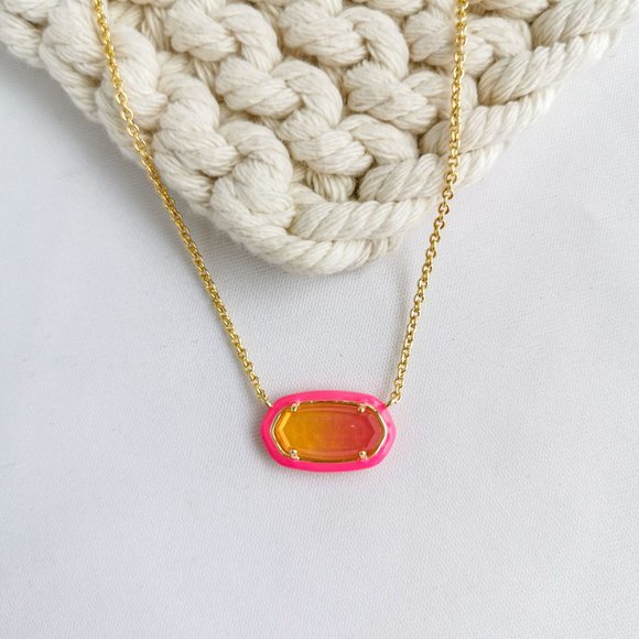 Kendra Scott Jewelry - Authentic Kendra Scott Elisa Enamel Framed - Gold Sunset Illusion Necklace